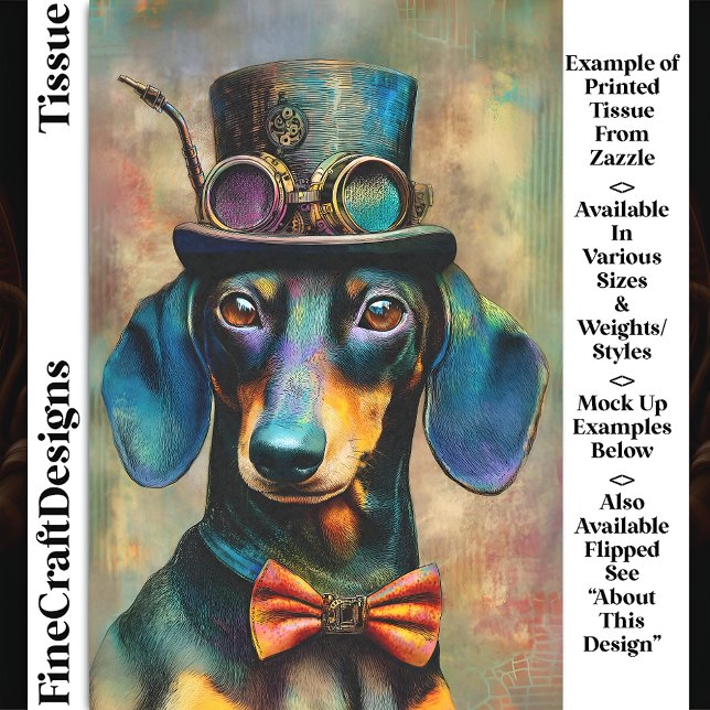 Farbiger Steampunkhund in Krawatte Bow DK7L Decoup Seidenpapier (Von Creator hochgeladen)