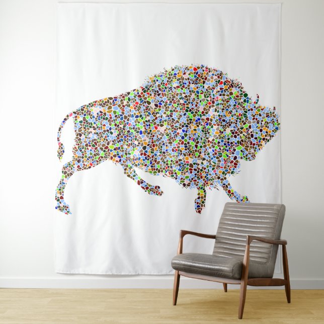 Farbiger Stier-Teppich Wandteppich (Beispiel)