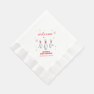 Farbiger Strike Up Bowling Baby Shower Willkommen Serviette