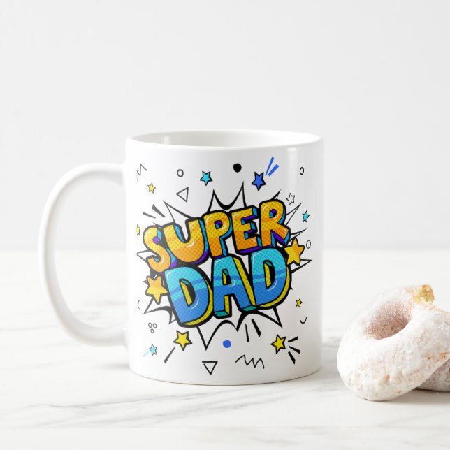 Farbiger Super Vater-Kaffee Kaffeetasse (Mit Donut)