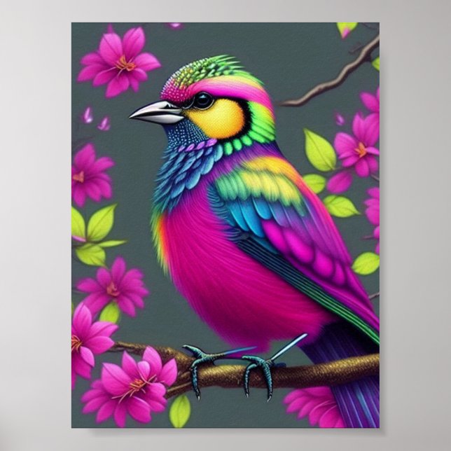Farbiger Surreal Bird Poster (Vorne)