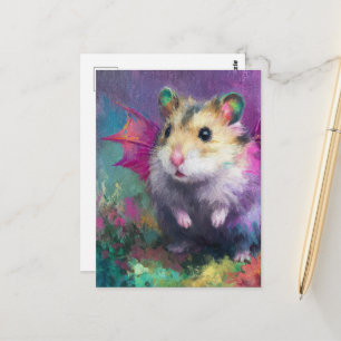 Farbiger Süßer Hamster Drache Wasserfarbe Postkarte