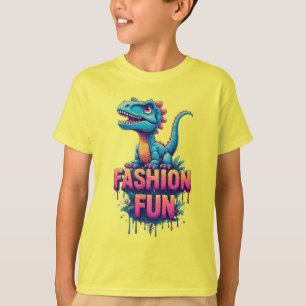 Farbiger süßer T-Rex mit modischer lustiger Typogr T-Shirt