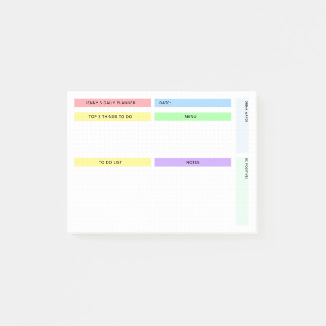 Farbiger Tagesplaner Post-it Klebezettel (Vorderseite)