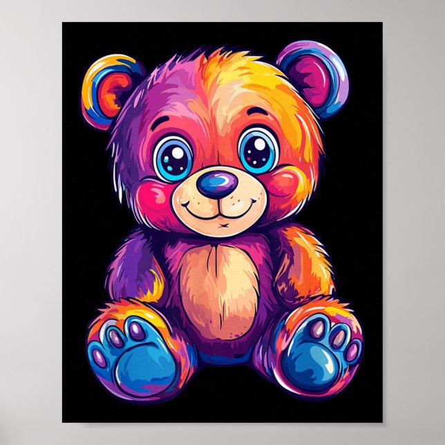 Farbiger Teddybär mit großen Augen Poster (Vorne)