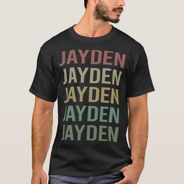 Farbiger Text Art - Jayden Name T-Shirt (Vorderseite)