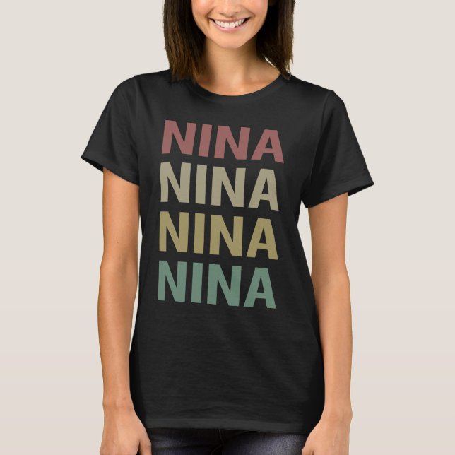Farbiger Text Art - Name Nina T-Shirt (Vorderseite)