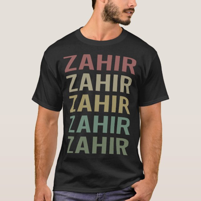 Farbiger Text Art - Zahir Name T-Shirt (Vorderseite)