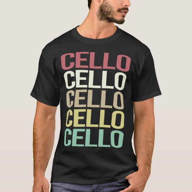 Farbiger Text Cello Cellist T-Shirt (Vorderseite)