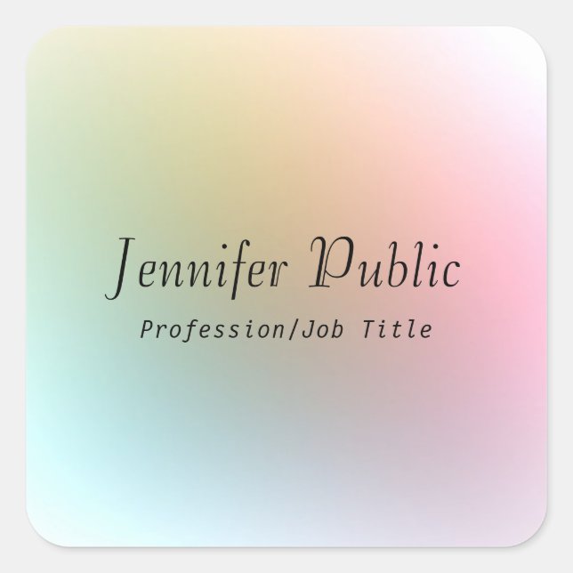 Farbiger Text einer Vorlage mit grafischem Skript Quadratischer Aufkleber (Vorderseite)