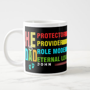 Farbiger Text Er ist VATER, Vatertagsgeschenk Jumbo-Tasse