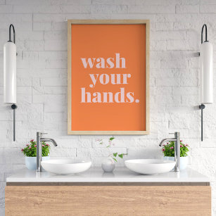 Farbiger Text waschen - Badezimmer Küche Poster