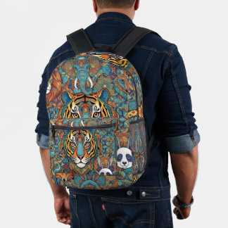 Farbiger Tier-Mandala-Rucksack – Boho-Tier Bedruckter Rucksack