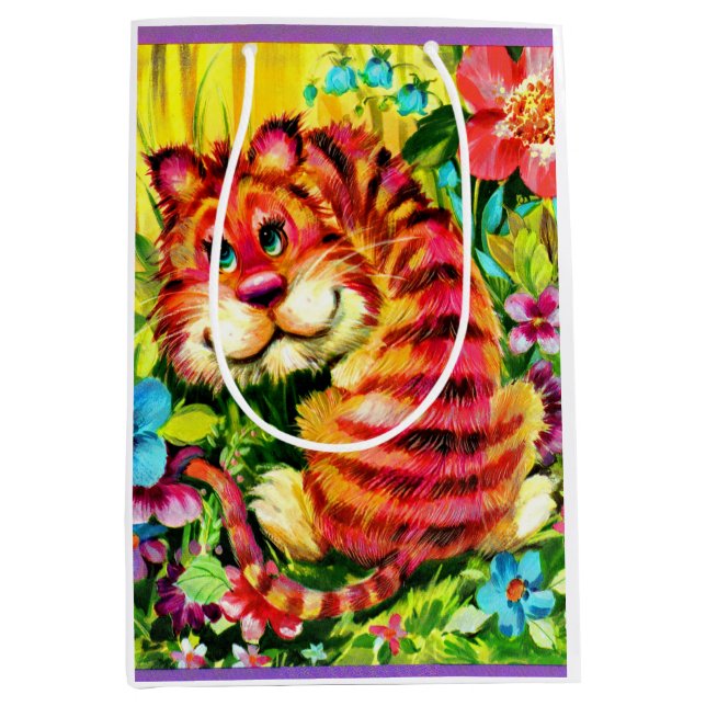 farbiger Tiger Mittlere Geschenktüte (Vorderseite)