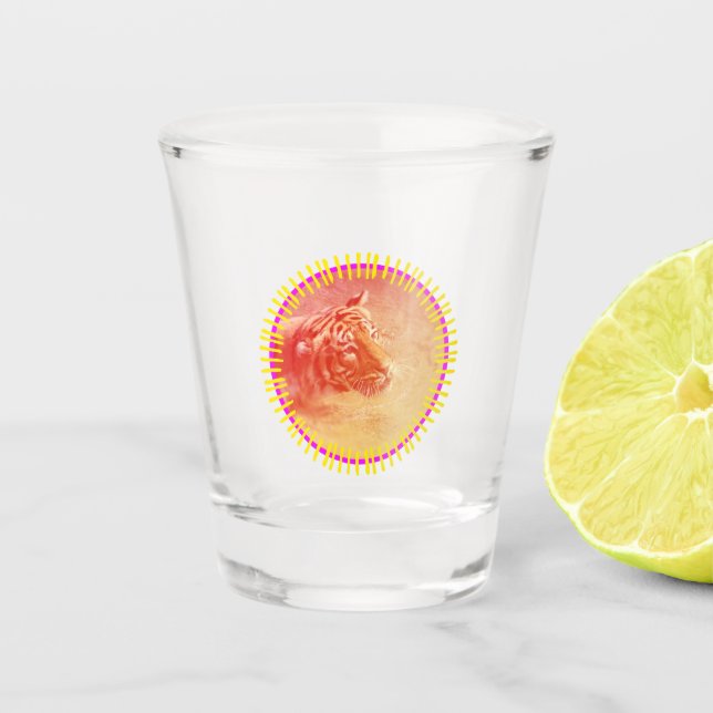 Farbiger Tiger Schnapsglas (Vorderseite)