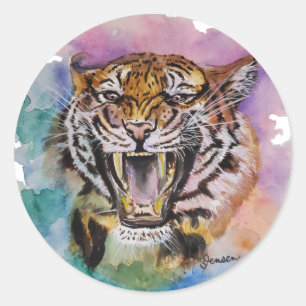 Farbiger Tiger-Sticker Runder Aufkleber