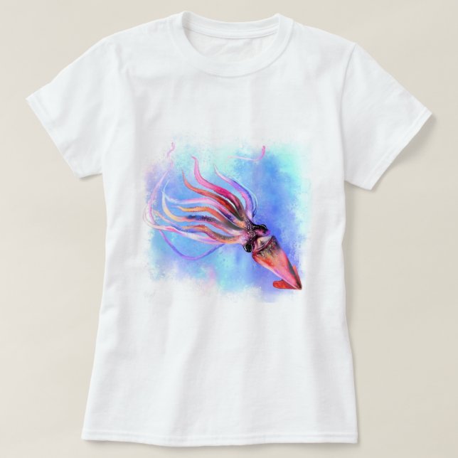 Farbiger Tintenfisch T - Shirt (Design vorne)