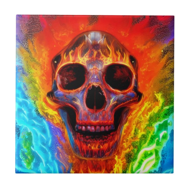 Farbiger Totenkopf Fliese (Vorderseite)