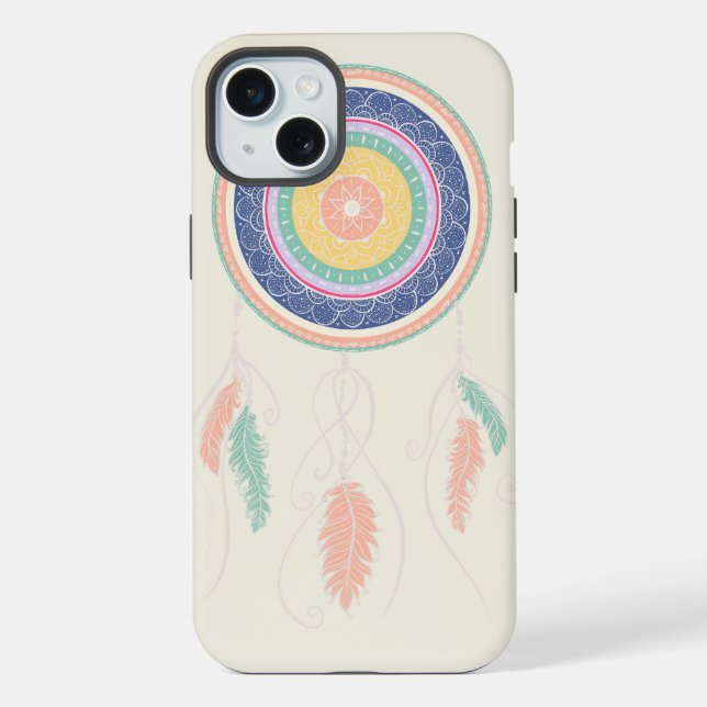 Farbiger Traumfänger Mandala iPhone Hülle (Rückseite)