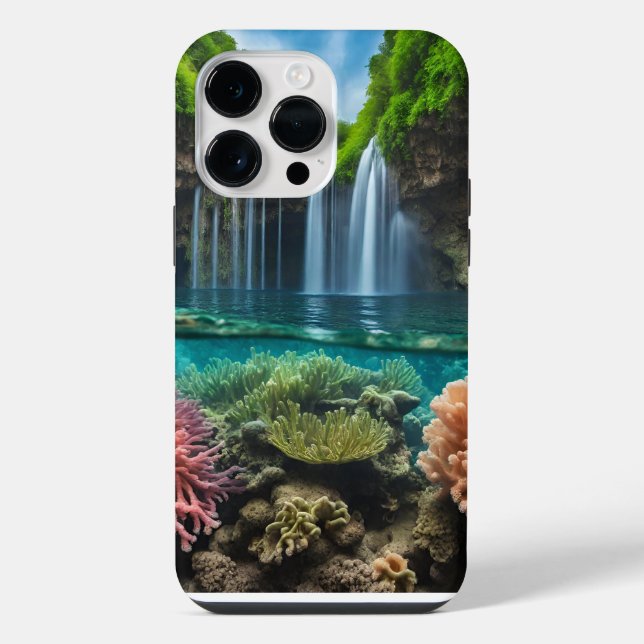Farbiger tropischer Wasserfall iPhone Hülle (Rückseite)