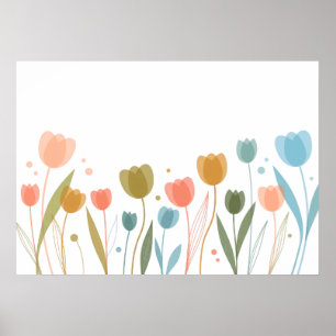 Farbiger Tulpen-Garten Minimaler Blumenposter Poster