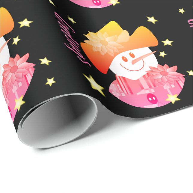 Farbiger und Künstlerischer Schneemann Geschenkpapier (Rolleneckpunkt)