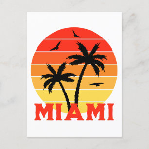 Farbiger Vintage-Sonnenuntergang in Miami Postkarte