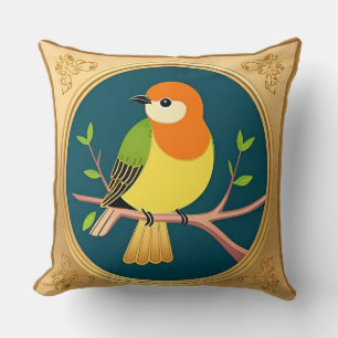 Farbiger Vogel in kunstvoll gerahmter Kunst Kissen