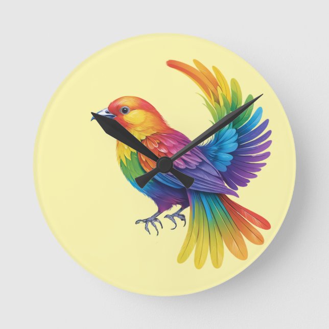 Farbiger Vogel Runde Wanduhr (Vorderseite)