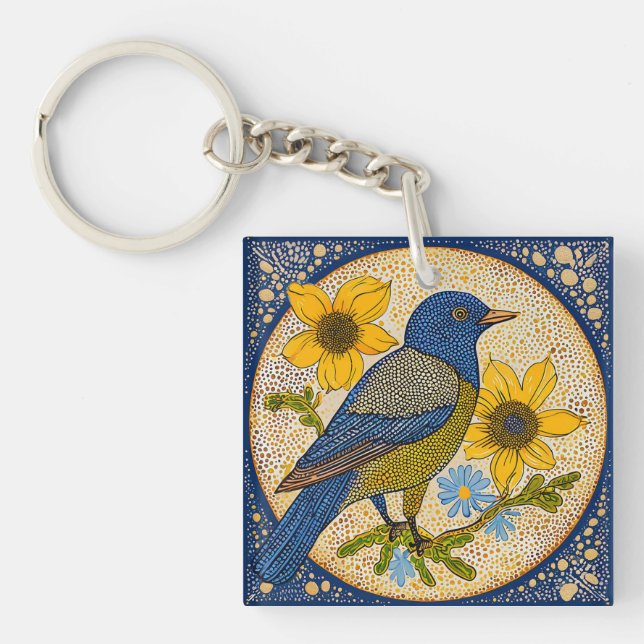 Farbiger Vogel Schlüsselanhänger (Vorderseite)