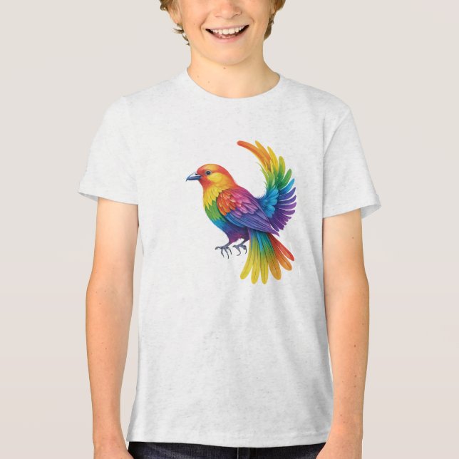 Farbiger Vogel Tri-Blend Shirt (Vorderseite)