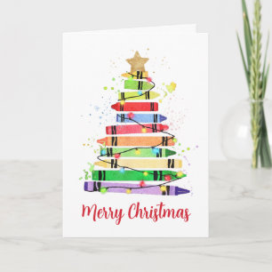 Farbiger Wachsmalstift-Weihnachtsbaum-Lehrer-Feier Karte