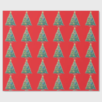 Farbiger Weihnachtsbaum Geschenkpapier