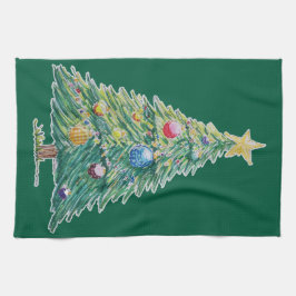 Farbiger Weihnachtsbaum Geschirrtuch