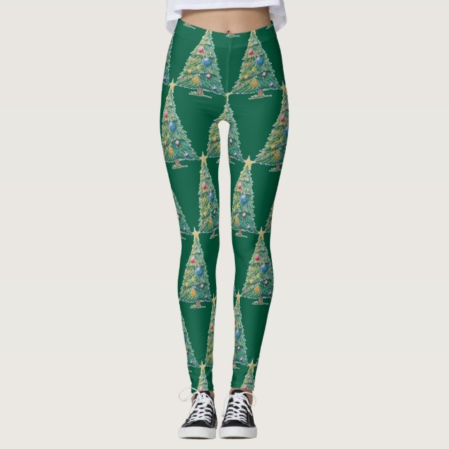 Farbiger Weihnachtsbaum Leggings (Vorderseite)