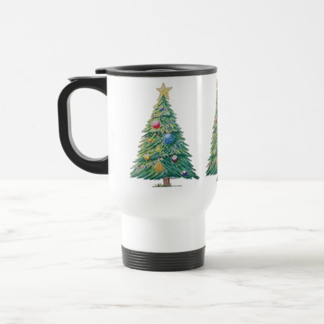 Farbiger Weihnachtsbaum Reisebecher (Links)