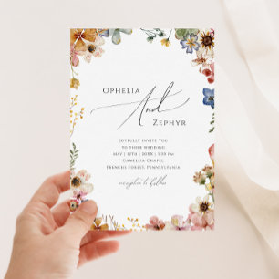 Farbiger Wildblumengarten Lässige Hochzeit Einladung