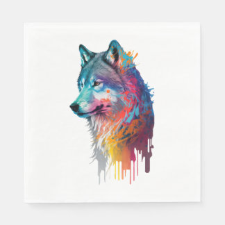 Farbiger Wolf Serviette