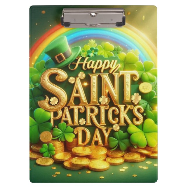 Farbiger, wunderlicher Regenbogen St. Patrick's Da Klemmbrett (Vorderseite)
