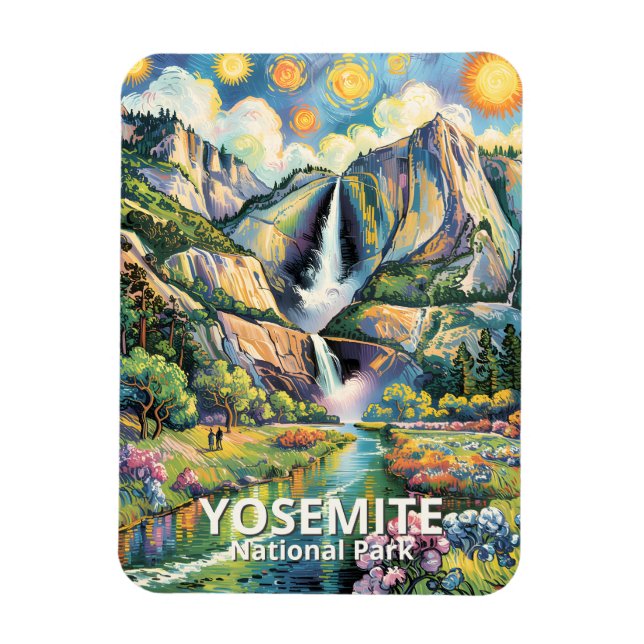Farbiger Yosemite-Frühlings-Wasserfall-Wanderweg Magnet (Vertikal)