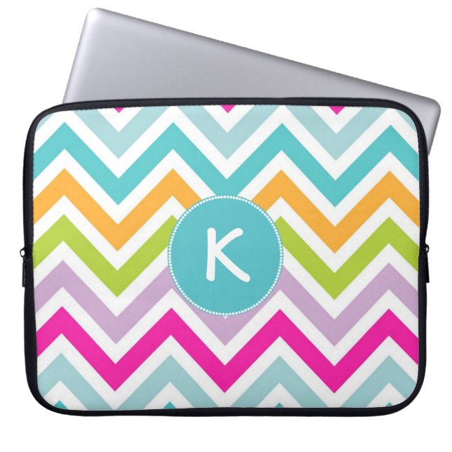 Farbiger Zickzack Monogramm-Sieb Laptopschutzhülle (Vorderseite)