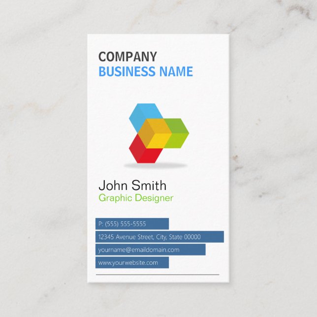 Farbiges 3D-Cube-Logo - kreativ und einzigartig Visitenkarte (Vorderseite)