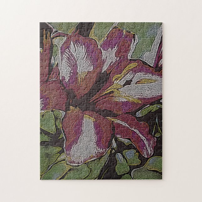 farbiges abstraktes Bild der Blume der Rotlilie Puzzle (Vertikal)