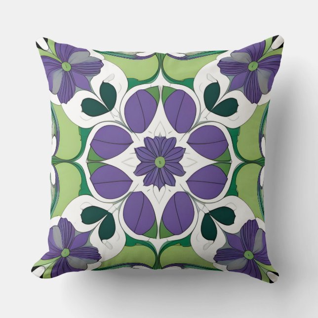 Farbiges Abstraktes Blumendesign Kissen (Vorderseite)