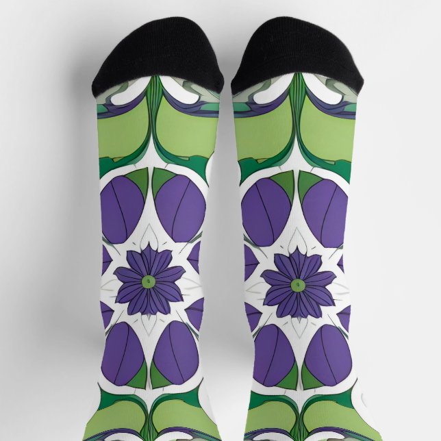 Farbiges Abstraktes Blumendesign Socken (Oben)