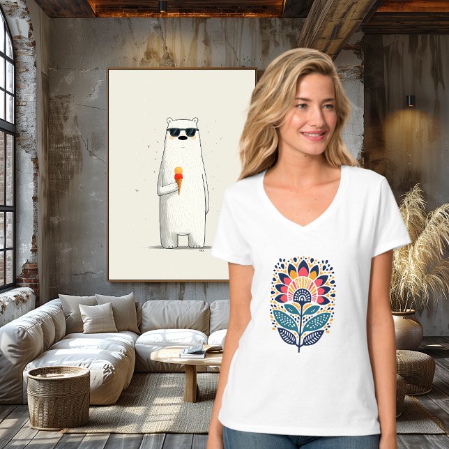 Farbiges Abstraktes Blumendesign T-Shirt (Von Creator hochgeladen)