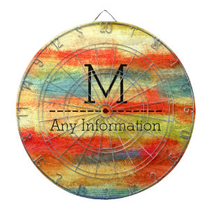 Farbiges Abstraktes Holzkörnchen Monogramm Dartscheibe