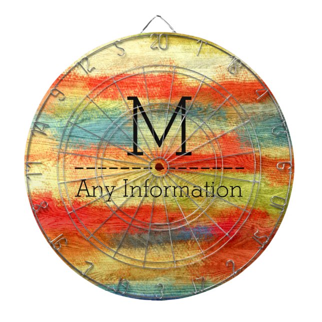 Farbiges Abstraktes Holzkörnchen Monogramm Dartscheibe (vorne)