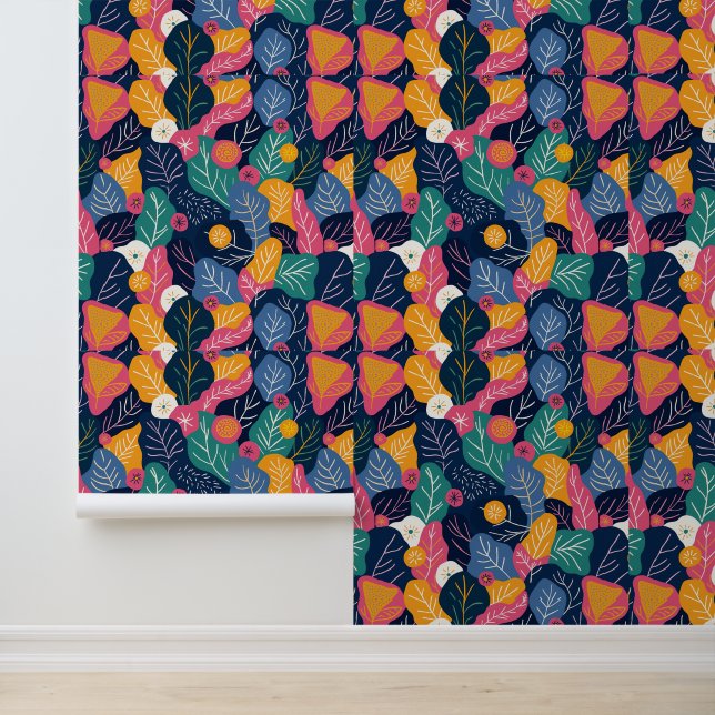 Farbiges Abstraktes Leaf- und Blumenmuster Tapete (Anwendung)