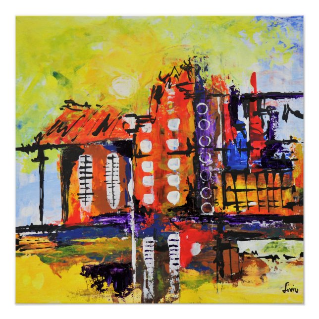 Farbiges Abstraktes Maldesign Poster (Vorderseite)